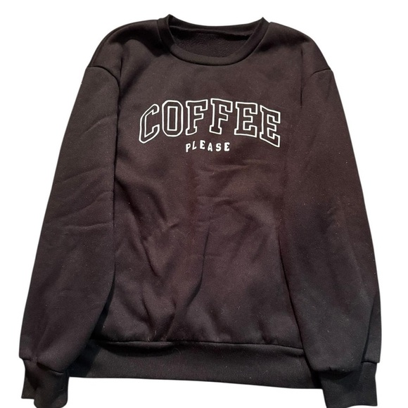 Black 'Coffee Please' Sweatshirt - Picture 1 of 5